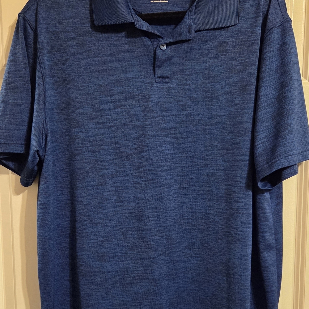 Men's Blue Polyester Polo Shirt